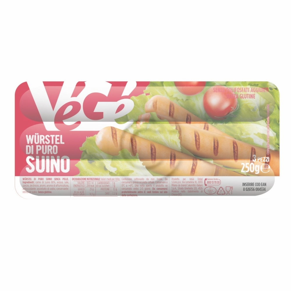 Vege' wurstel suino x3